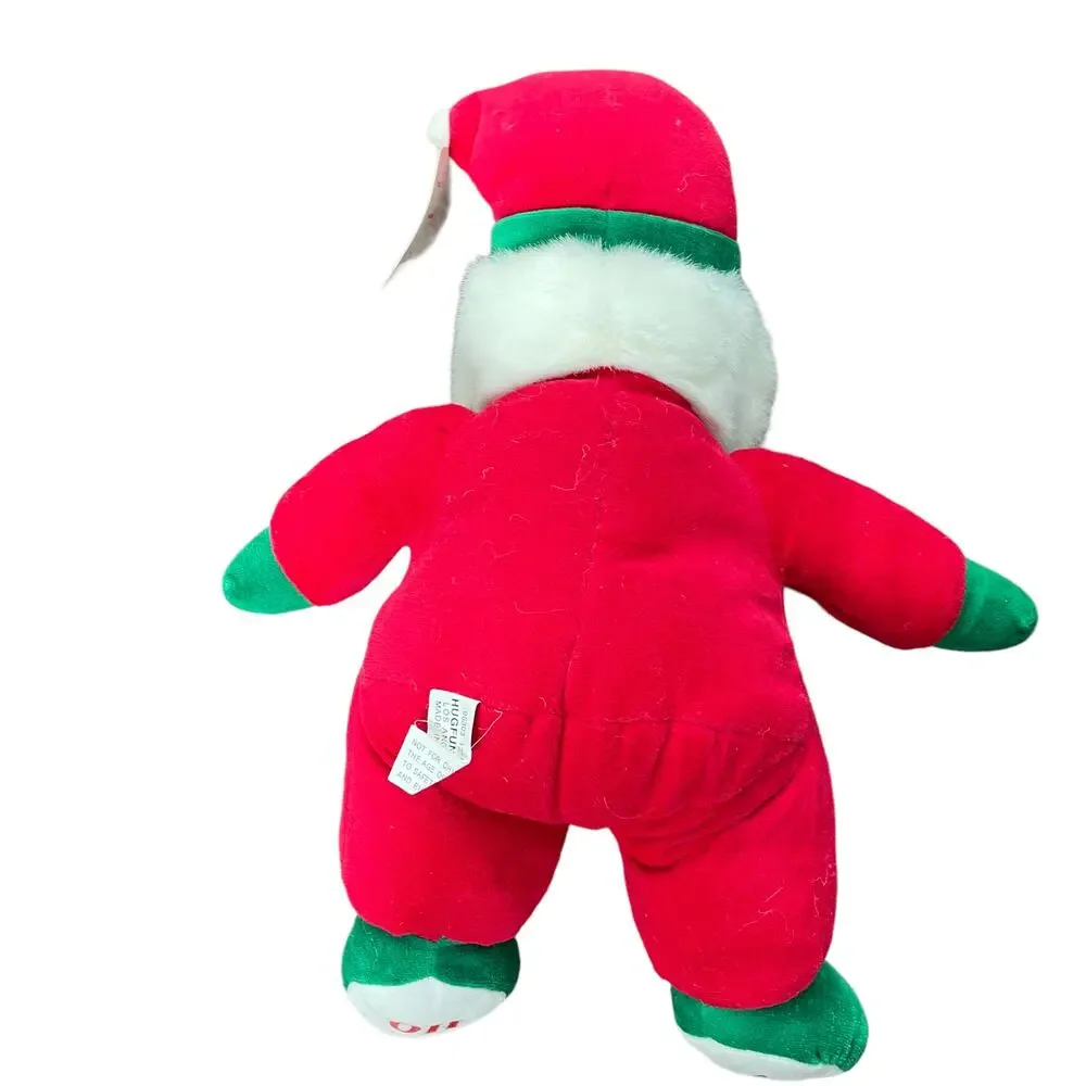 HugFun Santa Claus Plush with Rattle Inside Ho Ho Feet Christmas Vtg TAGS READ
